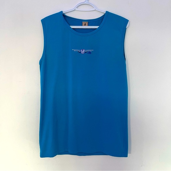 (M) Tank top blue Anchor Cuba Embroidered Marine Style - Picture 1 of 5